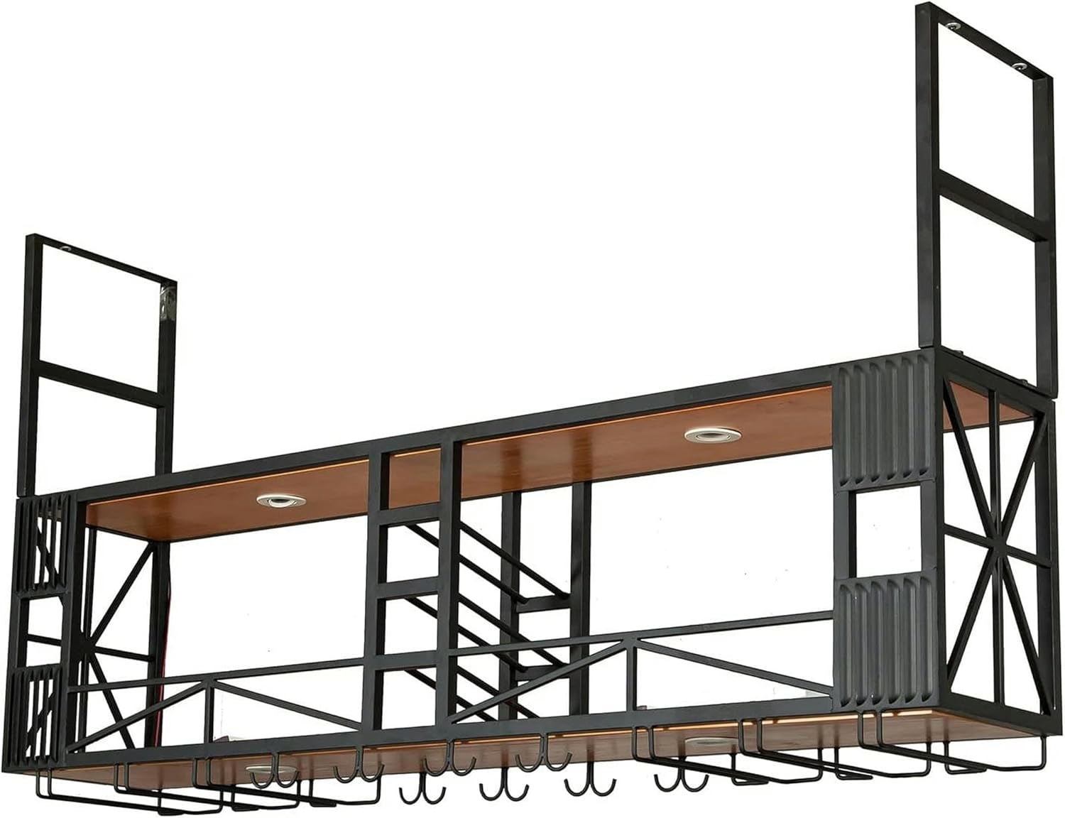 Ceiling Wine Rack, Wine Cabinet Bar Decoration Hanger Household Solid Wood Ceiling Cabinet Multi,Functional Display Rack,