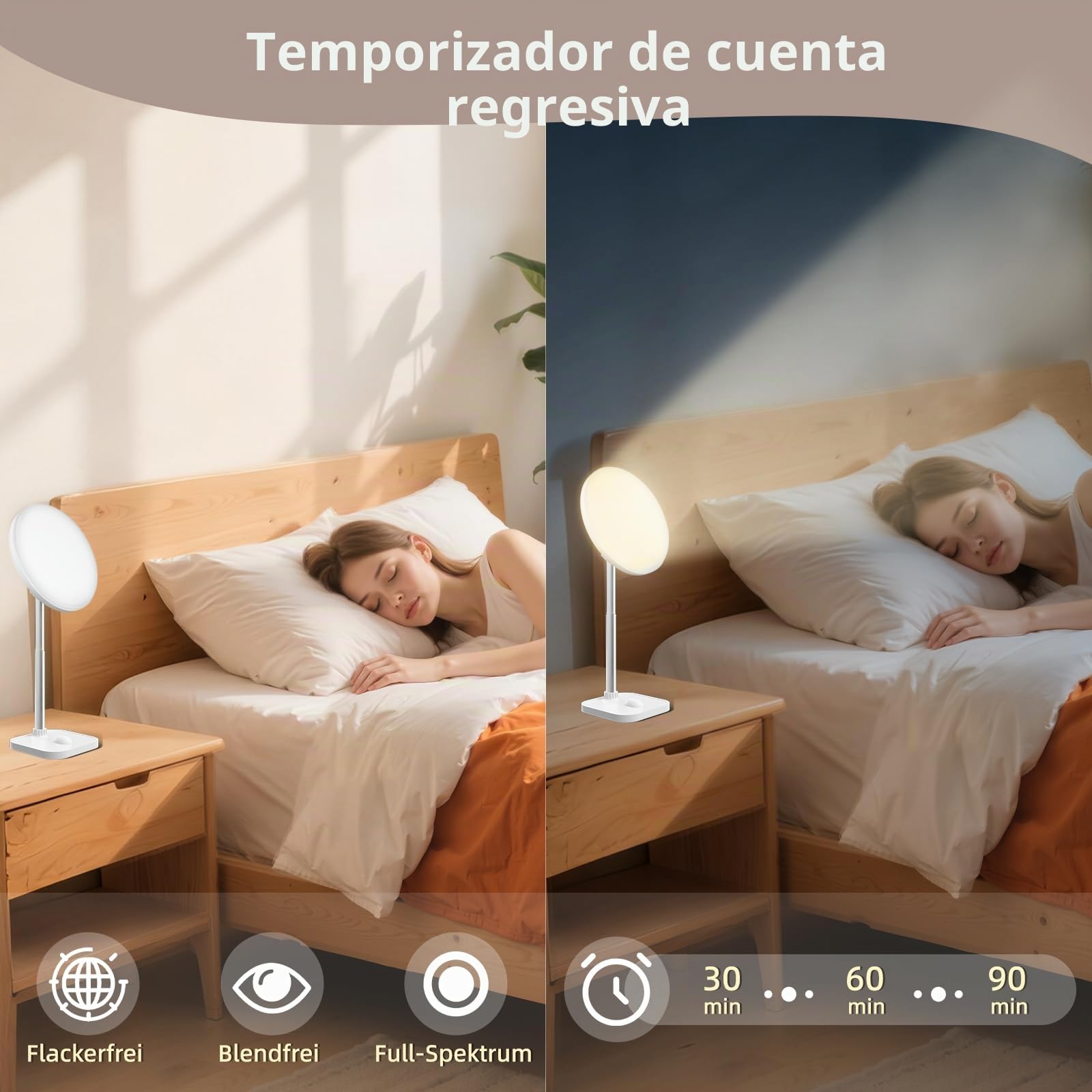 Lámpara de luminoterapia 15000 Lux, lámpara de luz diurna con 3 temperaturas de color, 5 intensidades de luz ajustables, con temporizador y control remoto, puertos USB-A, para el hogar y la oficina