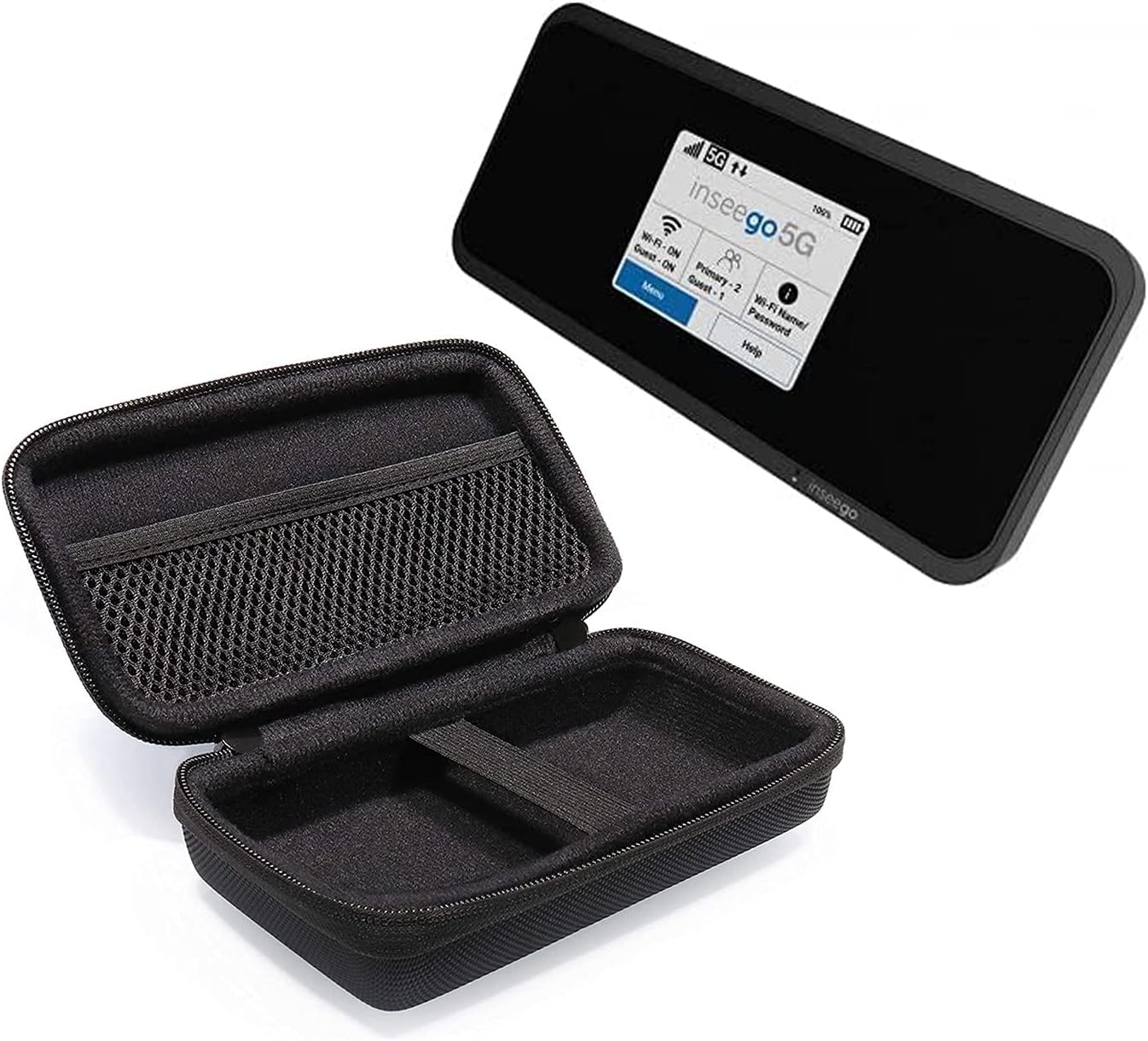 INSEEGO M2000 5G MIFI WiFi-6 ON The GO Ultimate Hotspot for T-Mobile ONLY with Bonus Bundle Pak- Original Fashion Designed Carrying Case with mesh Pockets and Strap by Simbros