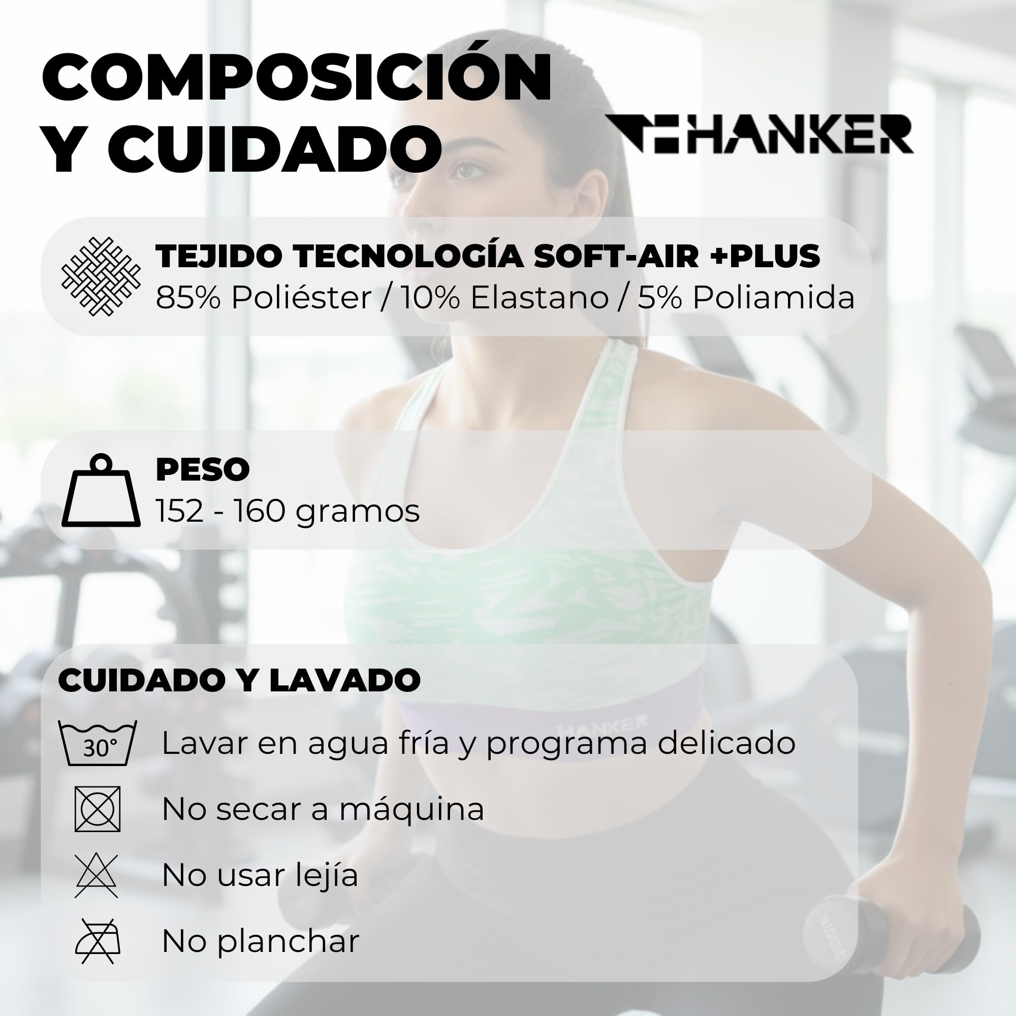HANKER Mallas Deporte Mujer Compresión Pirata Running Fitness con Bolsillos y Cintura Alta Adaptable