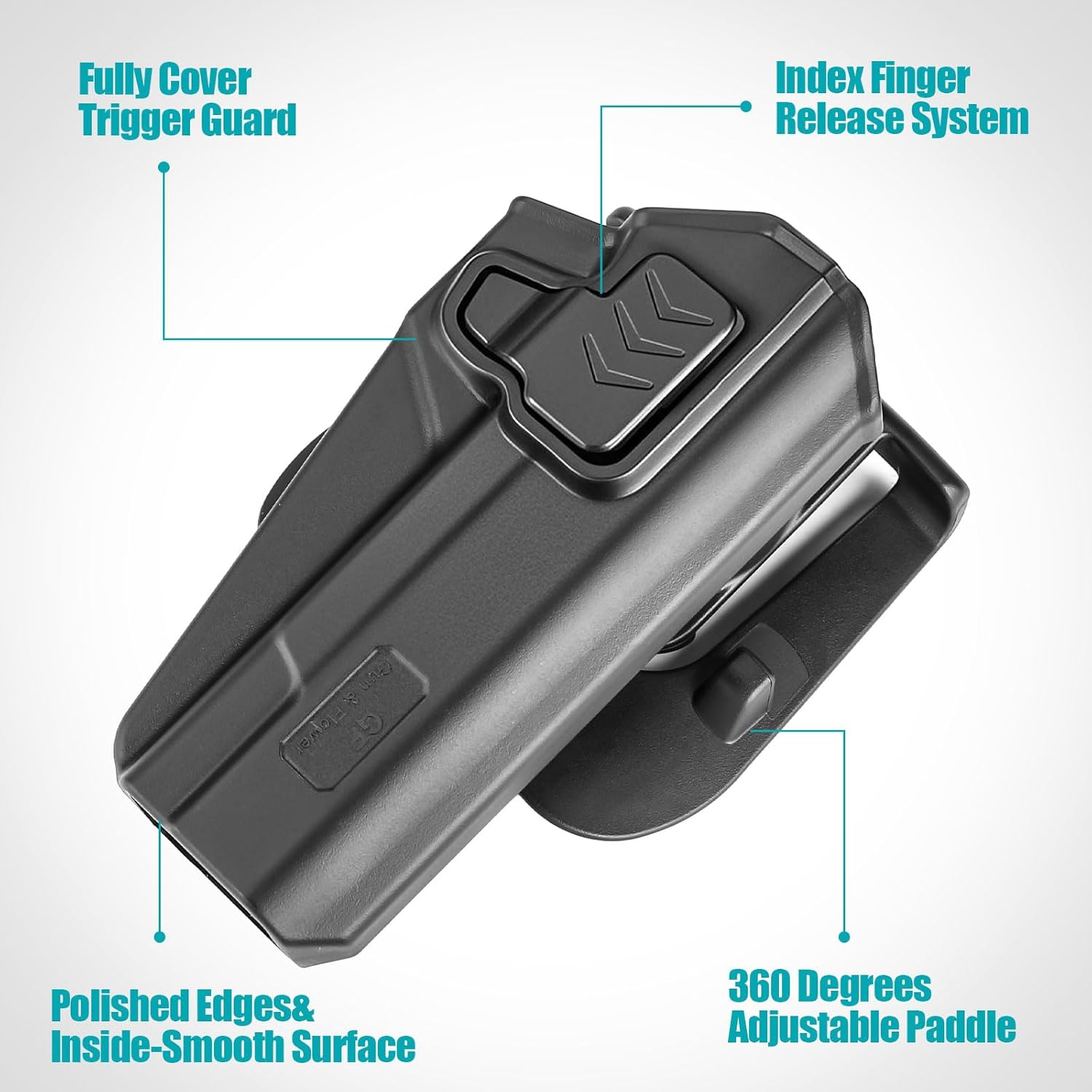 1911 Holster for Colt/Kimber/Springfield 5'' No Rail, OWB Paddle/Molle/Clip Carry, Index Finger & Thumb Release Options, Compatible with Rock Island, Tisas, Remington – Right Hand