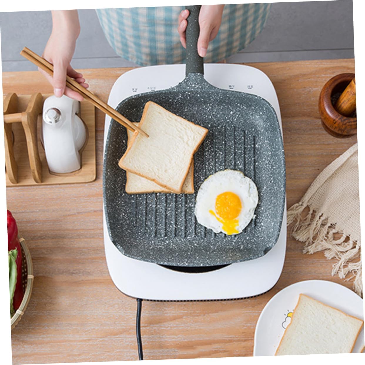 Non Stick Frying Pan Maifan Stone Flat Cooking Pan for Home Restaurant Use for Omelets Quick Heat Up