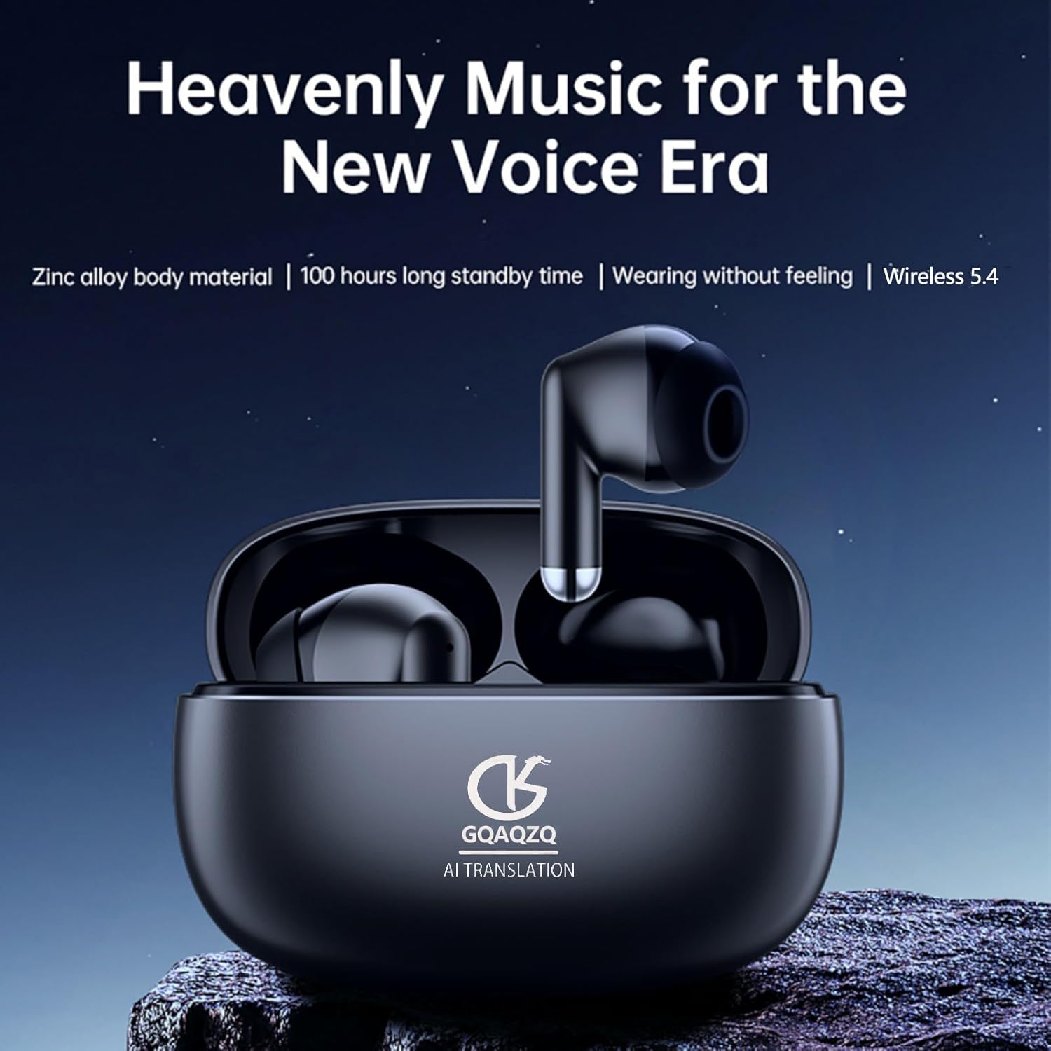 AI Translation Earbuds Real time, 100+ Languages,Translation Equipment Suitable for Travel, Business and Study, Zinc Alloy Case, in-Ear Noise Reduction，ISO, Android System Universal