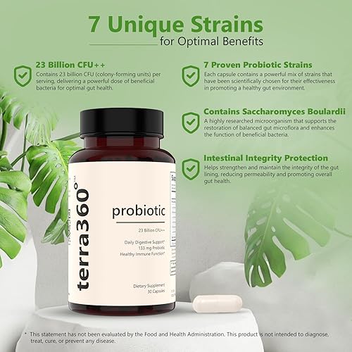 Miniatura 6 de Cápsulas probióticas - 23 mil millones de UFC ++, probiótico diario mejorado para la salud digestiva, apoyo inmunológico y equilibrio intestinal -