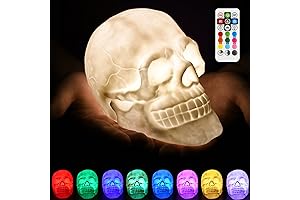 DS 3D Skull Night Light, Dimmable LED Mood Lighting with Remote Control