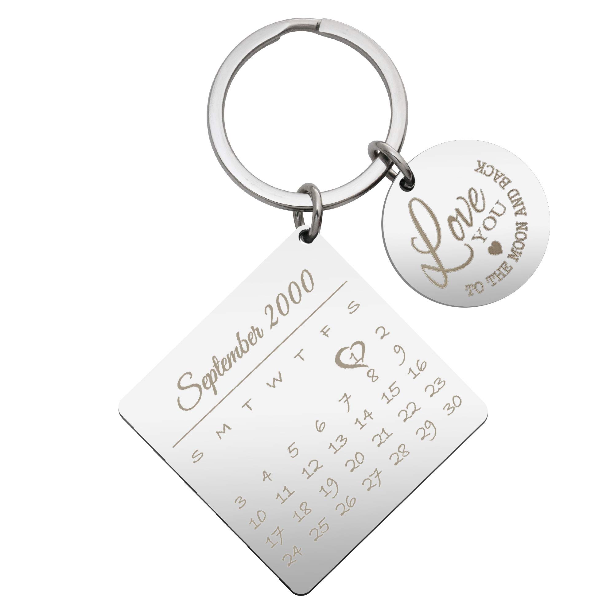 Personalisierter gravierter Kalender besonderes Datum Gedenkfoto Love Note Hundemarke Anhänger Schlüsselanhänger Jahrestag Geburtstag Geschenk