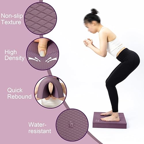 Miniatura 5 de StrongTek Almohadilla de equilibrio de espuma extra ancha para terapia física, 19 x 15.8 x 2.4 pulgadas, almohadilla de espuma TPE de alta densidad