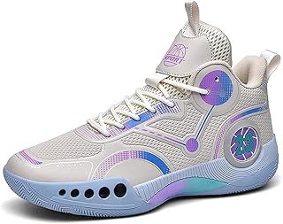 BTNCL Os tênis masculinos de basquete são antiderrapantes, leves, respiráveis e esportivos de cano alto. Sapatos de treinamento são adequados para adolescentes jogarem basquete, treinamento de atlet