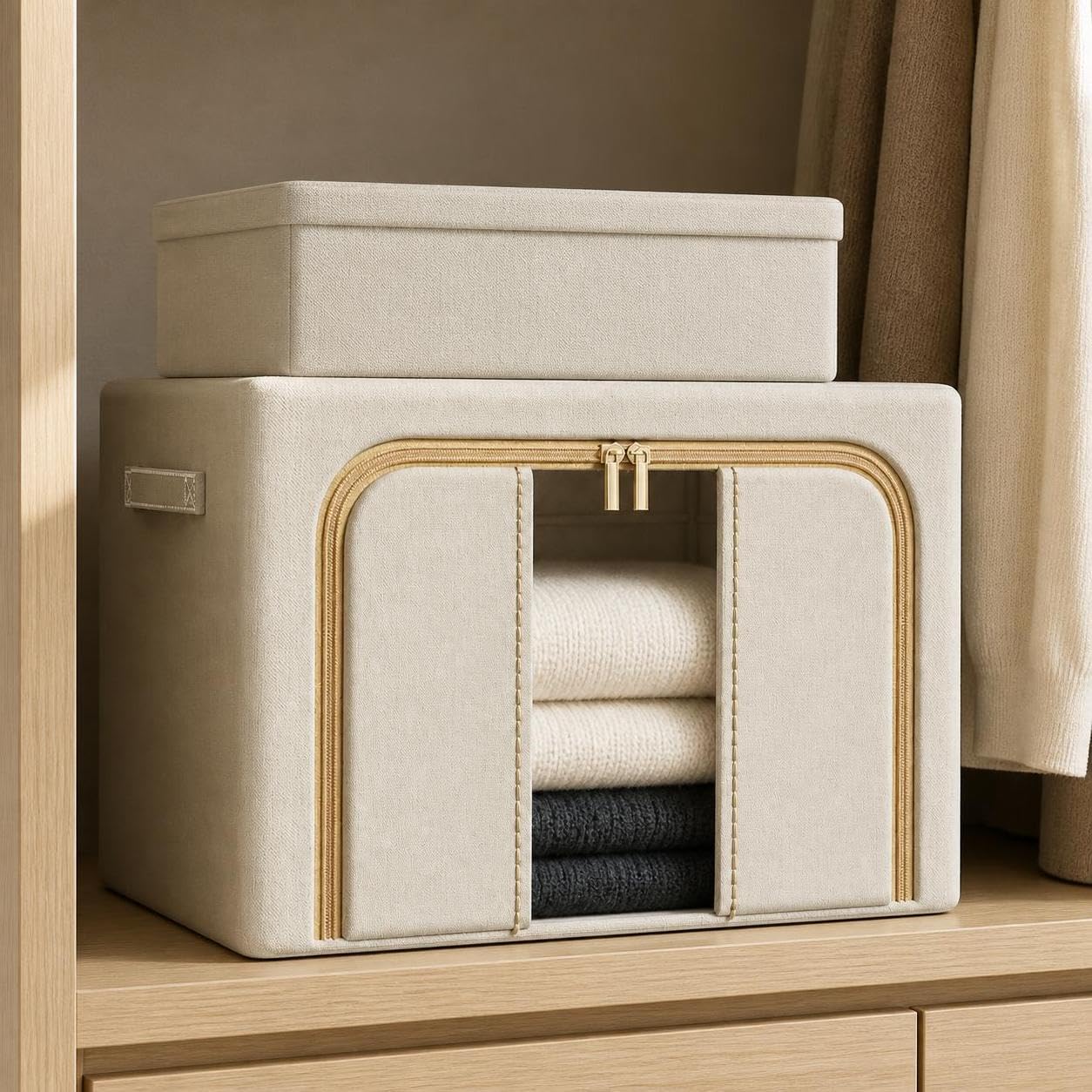 Scatola Porta Abiti Pieghevole Tessuto, 100L (60 * 42 * 40