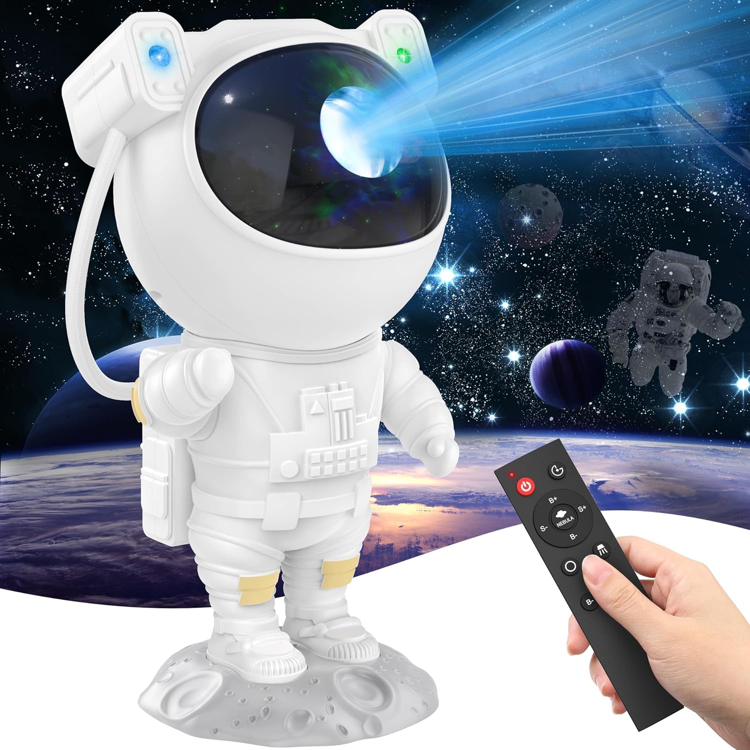 Astronaut Projector - Space Galaxy Star Projector - Starry Ceiling Light for Bedrooms with Timer, Remote Control & Unique Nebula Effects - Perfect Decor Lamp/Night Light for Adults & Kids' Room