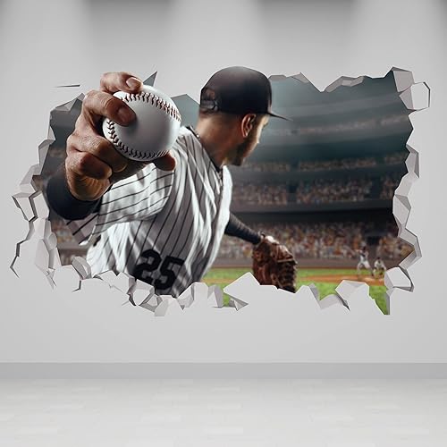 Calcomanía de pared de béisbol Decoración de lanzamiento rápido Decoración de pasillo deportivo Decoración de habitación de niños de las Grandes