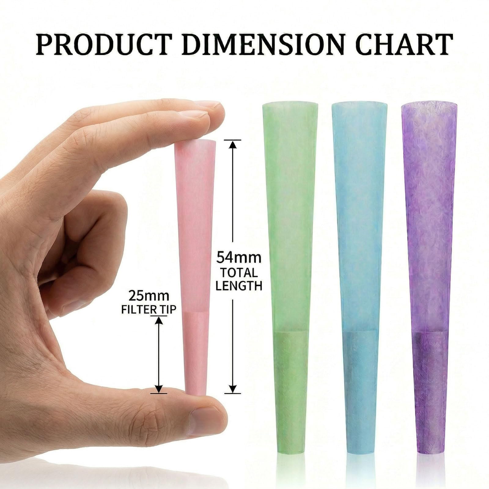 View 1 of 100PACK 54mm Cones Rolling paper -Natural Slow-Burning Cones Rolling Paper with Loader and Packing Sticks