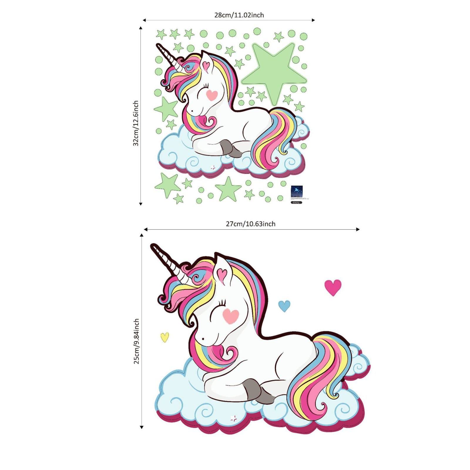 Adesivi Murali Unicorno Stella Verde Adesivi da Parete Stelle Fluorescenti Adesive Soffitto Adesivi Murali Bambini Stelline Luminose per Cameretta Soggiorno Decorazioni 3 Pezzi