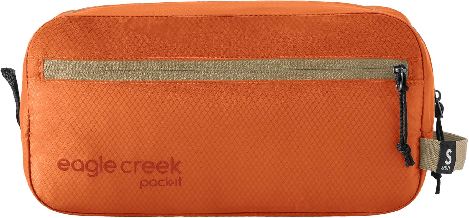 eagle creek Pack-It Isolate Quick Trip - Compact Travel Toiletry Bag for Optimizing Luggage Space - Lightweight - Water-Resistant - Easy-Grab Zipper - Sustainable Materials - Small - Mandarin - Image 2
