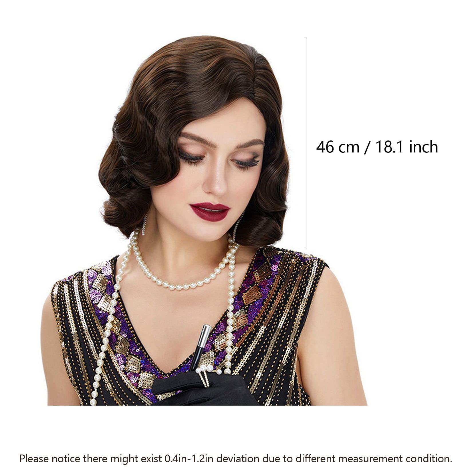 Amazon.co.jp: 1pcsショートウェイブヘアウィッグクラシックレトロ