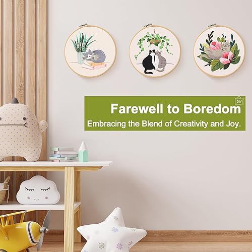 Miniatura 34 de Santune - Kit de bordado para adultos principiantes, kits de punto de cruz, patrones de mariposa e instrucciones (idioma español no garantizado)