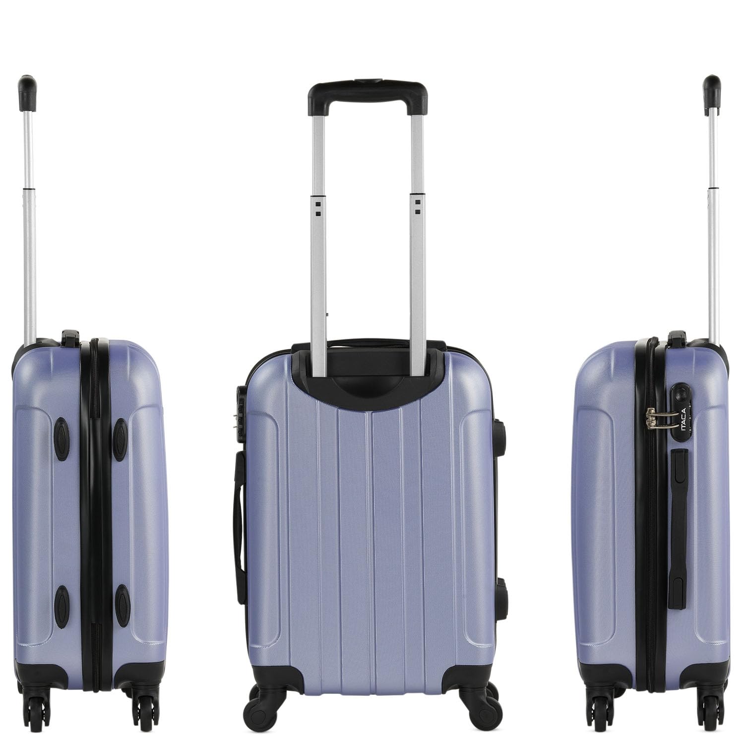 ITACA - Maleta de Cabina 55x40x20 - Maletas De Viaje Cabina Rígidas Trolley con 4 Ruedas Dobles para Avion Ligera Equipaje De Mano Candado de Combinación. Compatible Ryanair, Malva — view 3