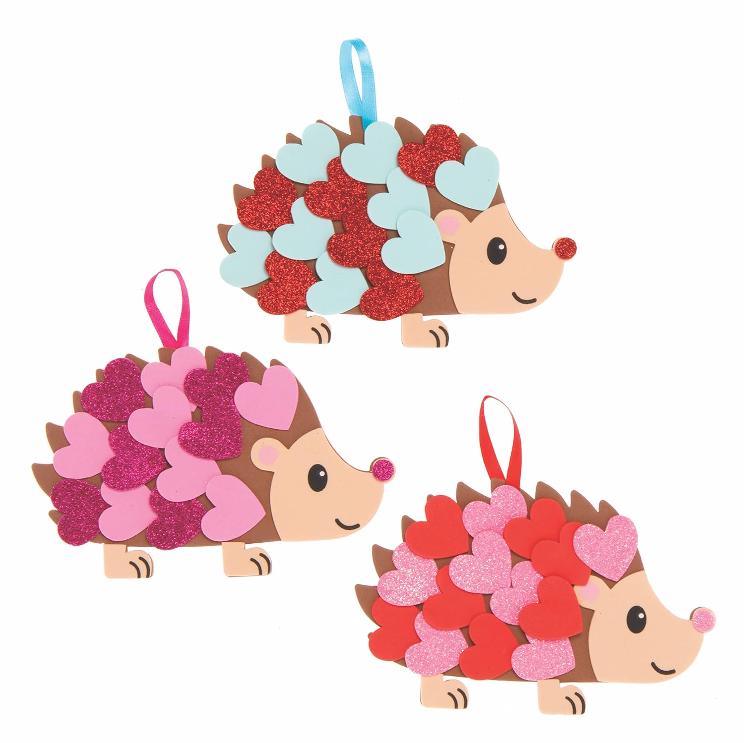 Baker Ross AX718 Heart Hedgehog Kits - Pack of 5, Foam Peel and Stick Valentines Arts and Crafts Activities for Kids