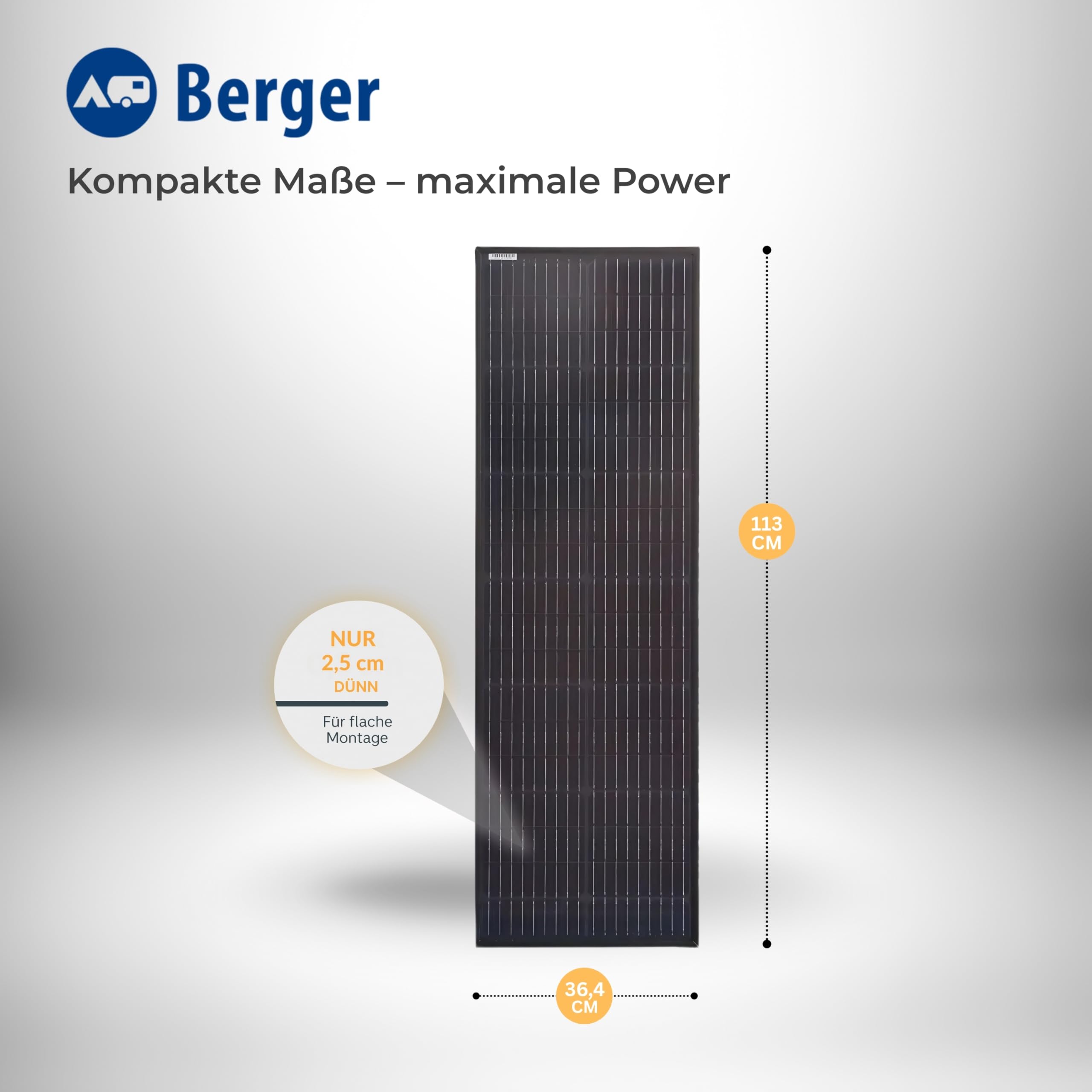 BERGER PX Solarpanel | starres Solarmodul 70 W bis 150 W PV Modul robust & wetterfest | Ultraleichtes Solar Panel für Camping & Outdoor | Hoher Wirkungsgrad 23 % (70 W)