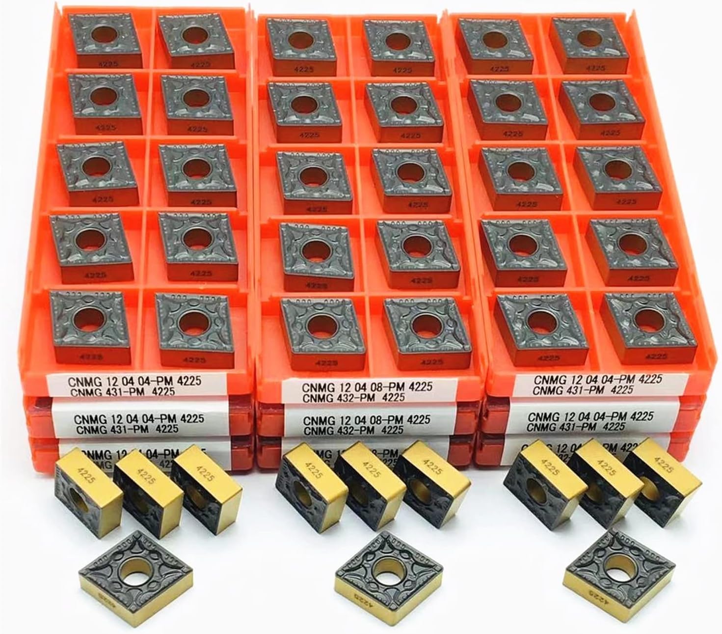 Carbide Milling Cutter Carbide CNMG120404 PM4225 CNMG120408 PM 4225 External Turning Tool CNC Machine Tool Milling Metal Turning Insert Tool (Color : CNMG120404 PM 4225)