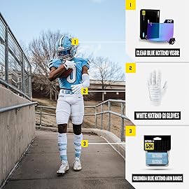 1 Pair Nxtrnd Bicep Bands, Sweat-Absorbent Arm Sweatbands, Football Accessory (Columbia Blue)