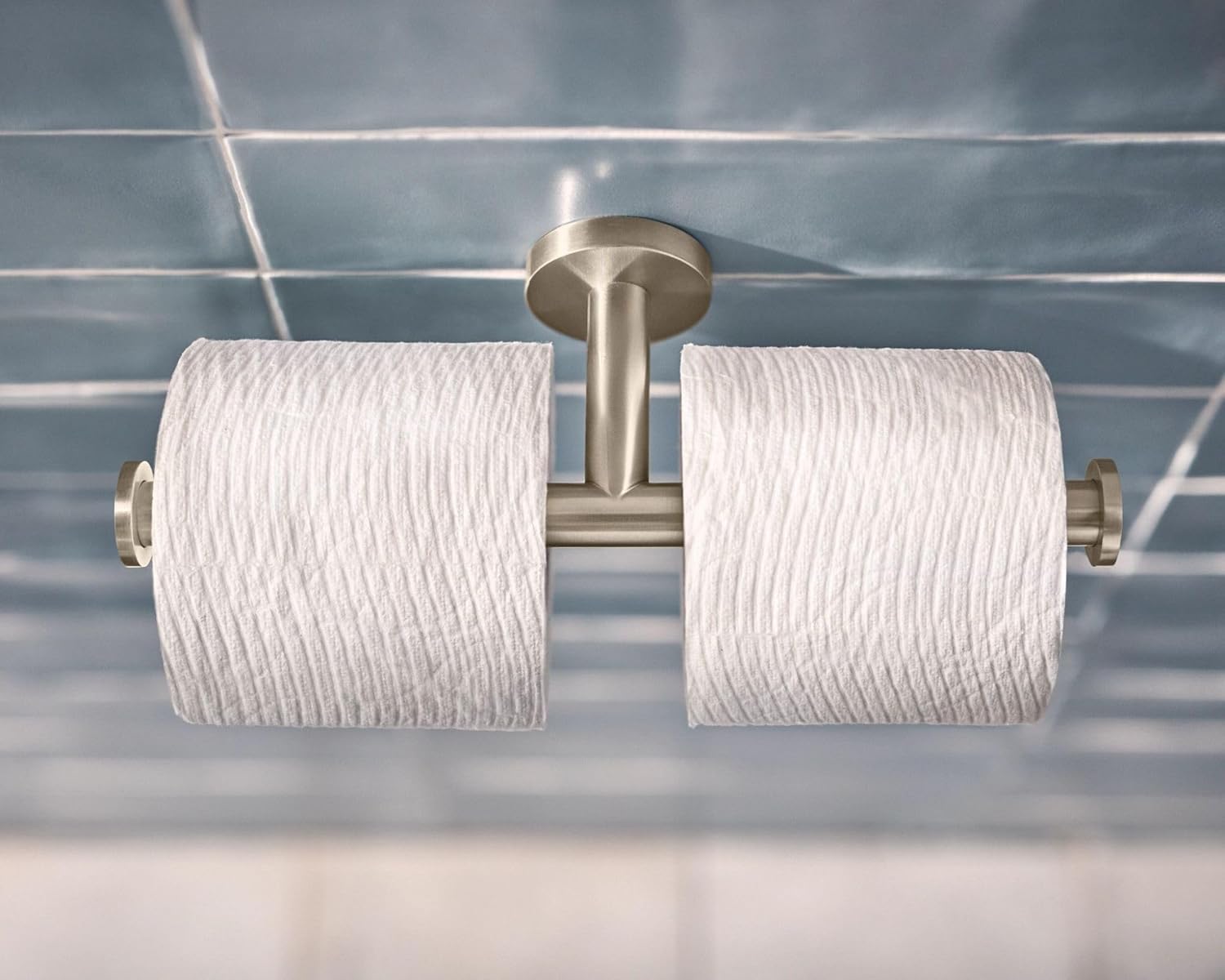 Moen Y5788BN Arlys Collection Modern Bathroom Double Toilet Paper Holder, Brushed Nickel