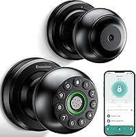 Vista 1 de Manija de puerta inteligente con cerradura de huella dactilar 4-en-1, entrada sin llave (huella dactilar/aplicación/código/llave), puerta biométrica