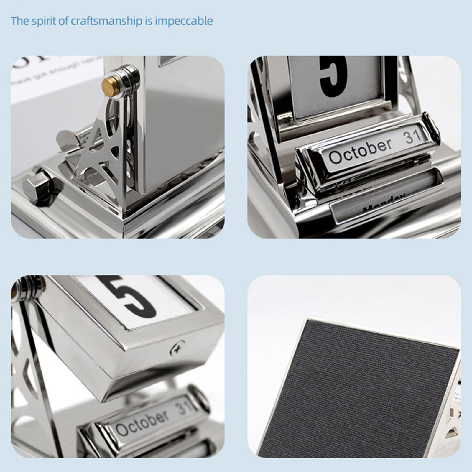 Kalendarz biurkowy – 8 x 8 x 10 cm metalowy obrotowy wieczny kalendarz do organizacji przez cały , elegancka dekoracja stołu z funkcją, akcesorium biurkowe do domu, gabinetu, półki w akademiku | Biurkowy metalowy kalendarz wieczne dzieło sztuki Dla studen