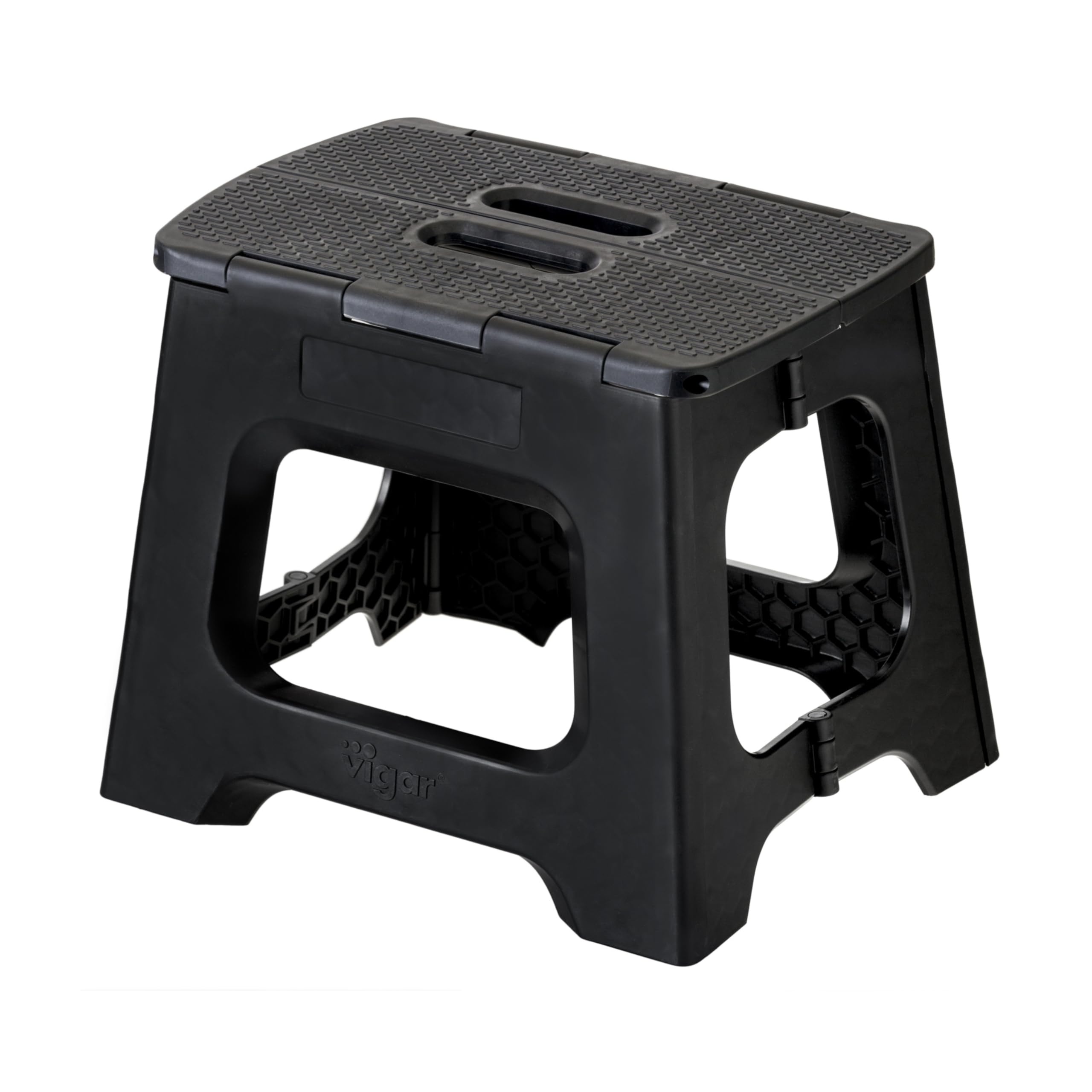Vigar Compact Step Stool Foldable, 10-1/2-inch Step Stools for Adults up to 330 Pound, Lightweight Stool, Non-Slip Folding Step Stool, Black