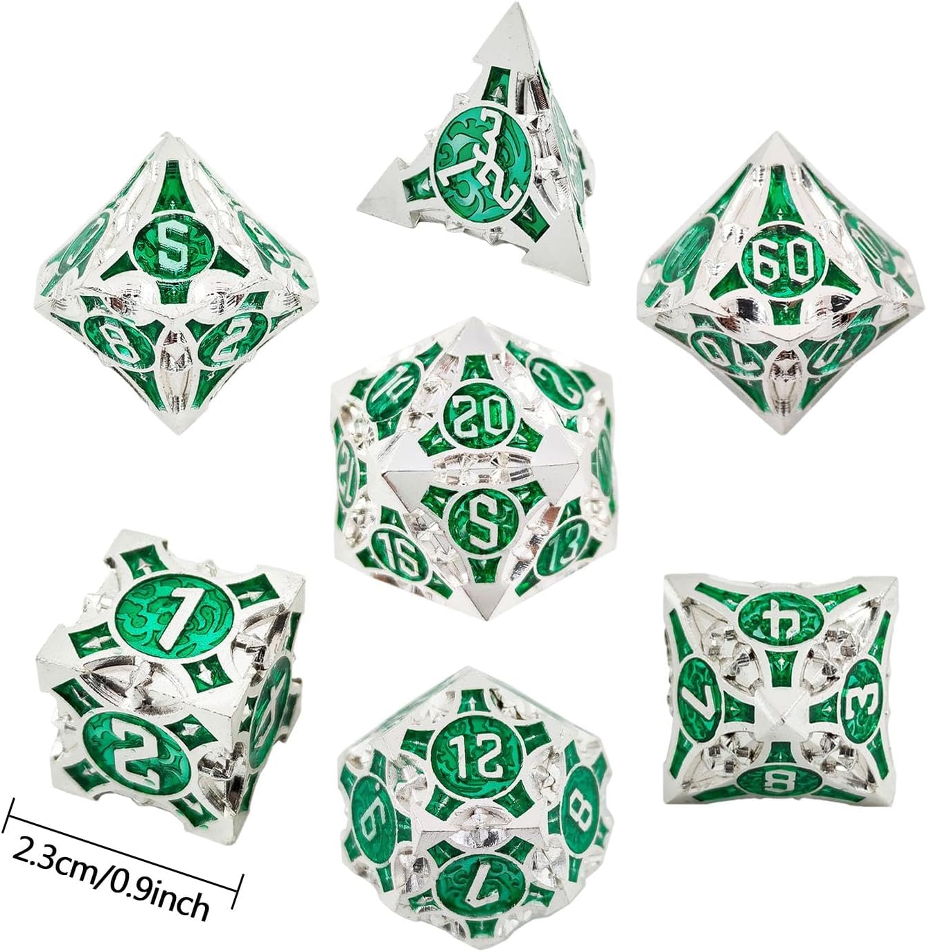 Metal Dice Set, Dice Sets for Role Playing Games | Multipurpose Game Dice for Role Playing Games | 7x Large Portable Game Dice, Portable Dice Set for Board Games, Camping,