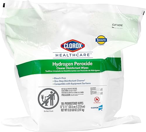 Miniatura 13 de Clorox Healthcare Toallitas desinfectantes limpiadoras de peróxido de hidrógeno, 6.75 x 5.75 pulgadas, 155 unidades, paquete de 6 (el paquete puede