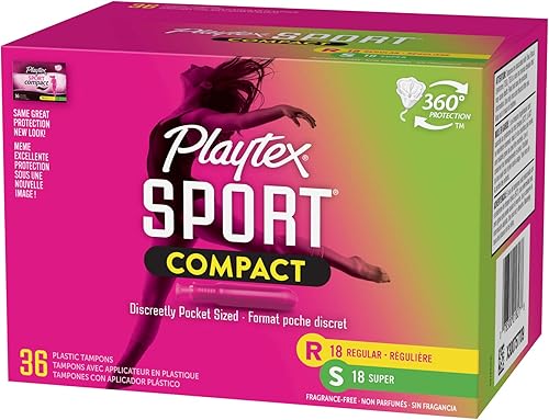 Miniatura 14 de Playtex Tampones compactos deportivos, paquete múltiple regular y súper absorbente, 36 unidades (paquete de 1)