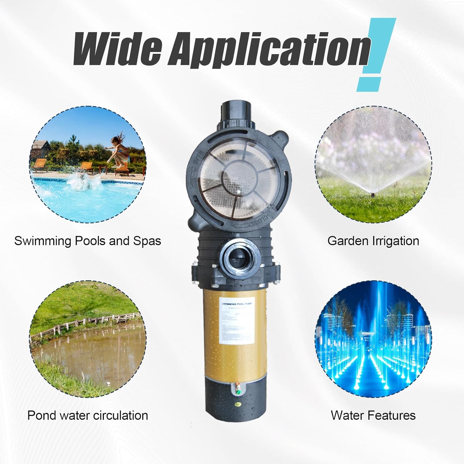 J11501-115 In/Above Ground Pool Pump 1.5HP, 115v Self-priming Swimming Pool Water Circulation Pumps with 1.25" & 1.5“ NPT Unions