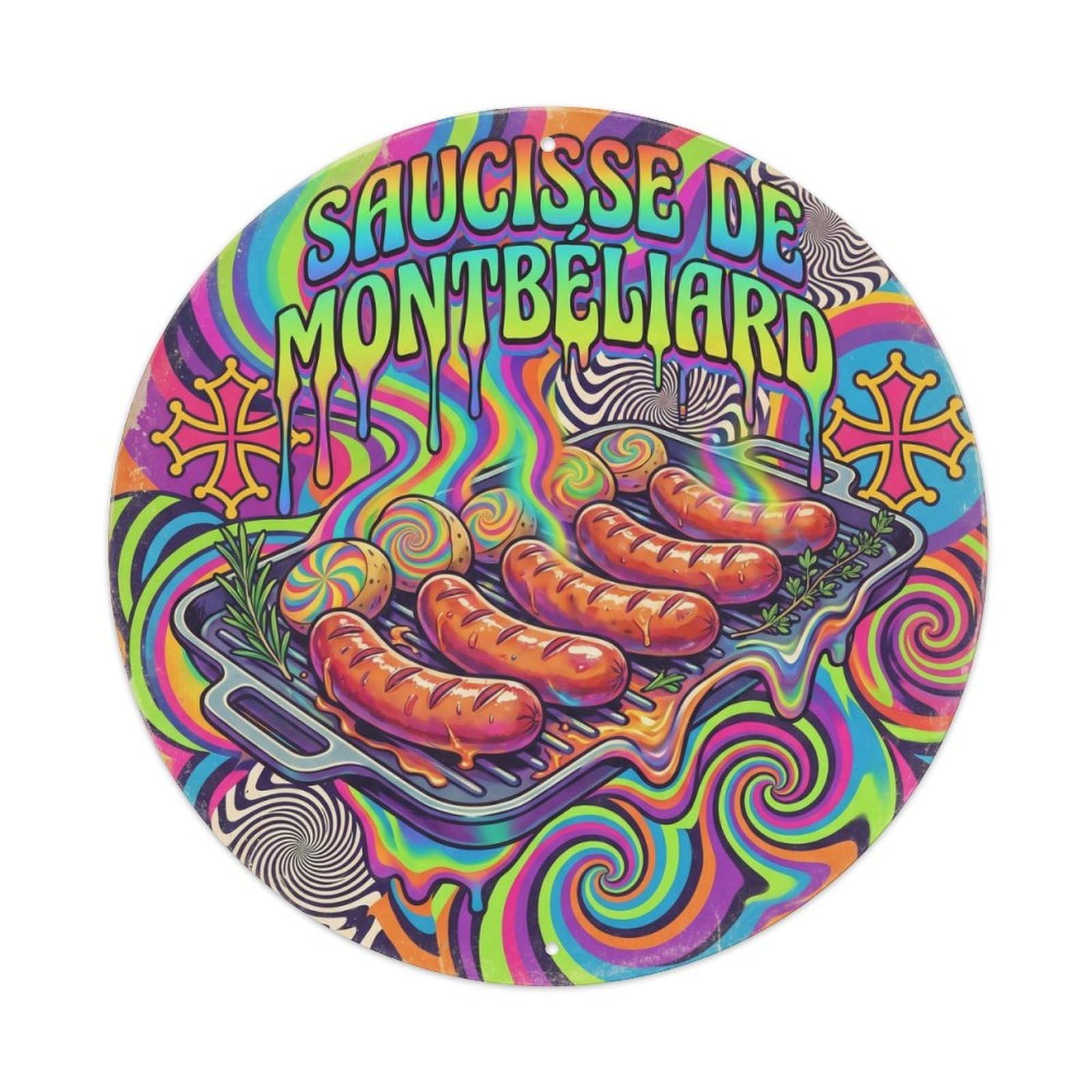 France Cuisine Travel Montbéliard Saucisse Cheese Metal Tin Sign