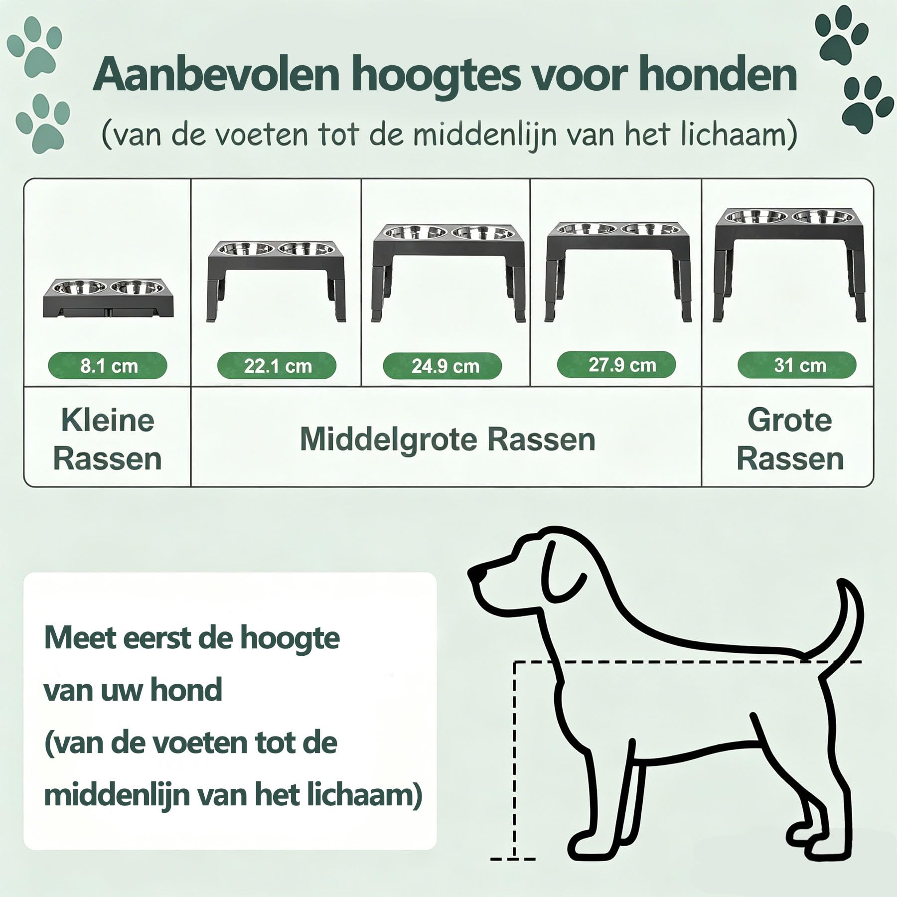 Gamelles surélevées pour Chiens, avec gamelle à Alimentation Lente réglable sur 5 hauteurs (8 cm, 22 cm, 25 cm, 28 cm, 31 cm) pour Chiens de Petite, Moyenne et Grande Taille