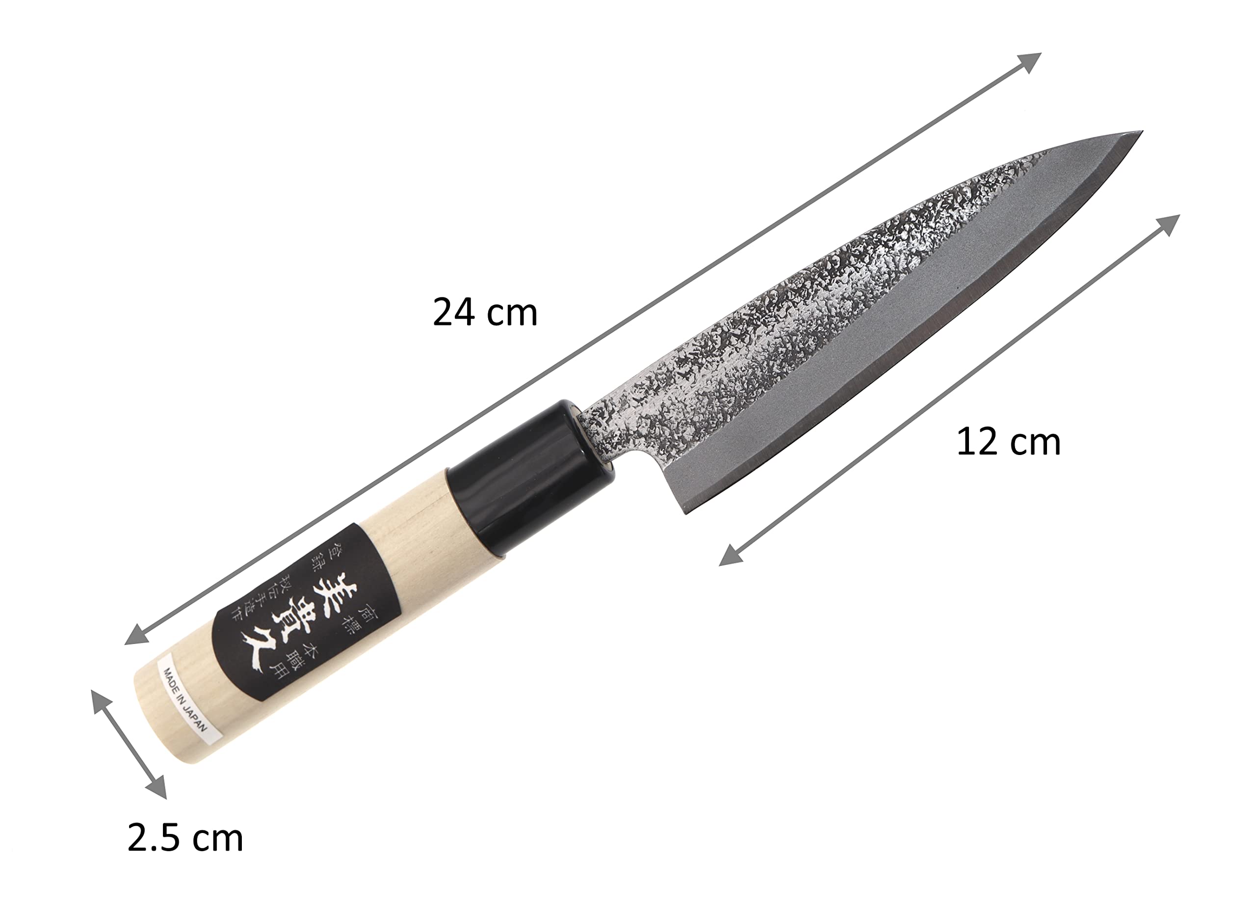 Coltello giapponese artigianale Tsutsumi lama martellata 12 cm, forgiato a mano