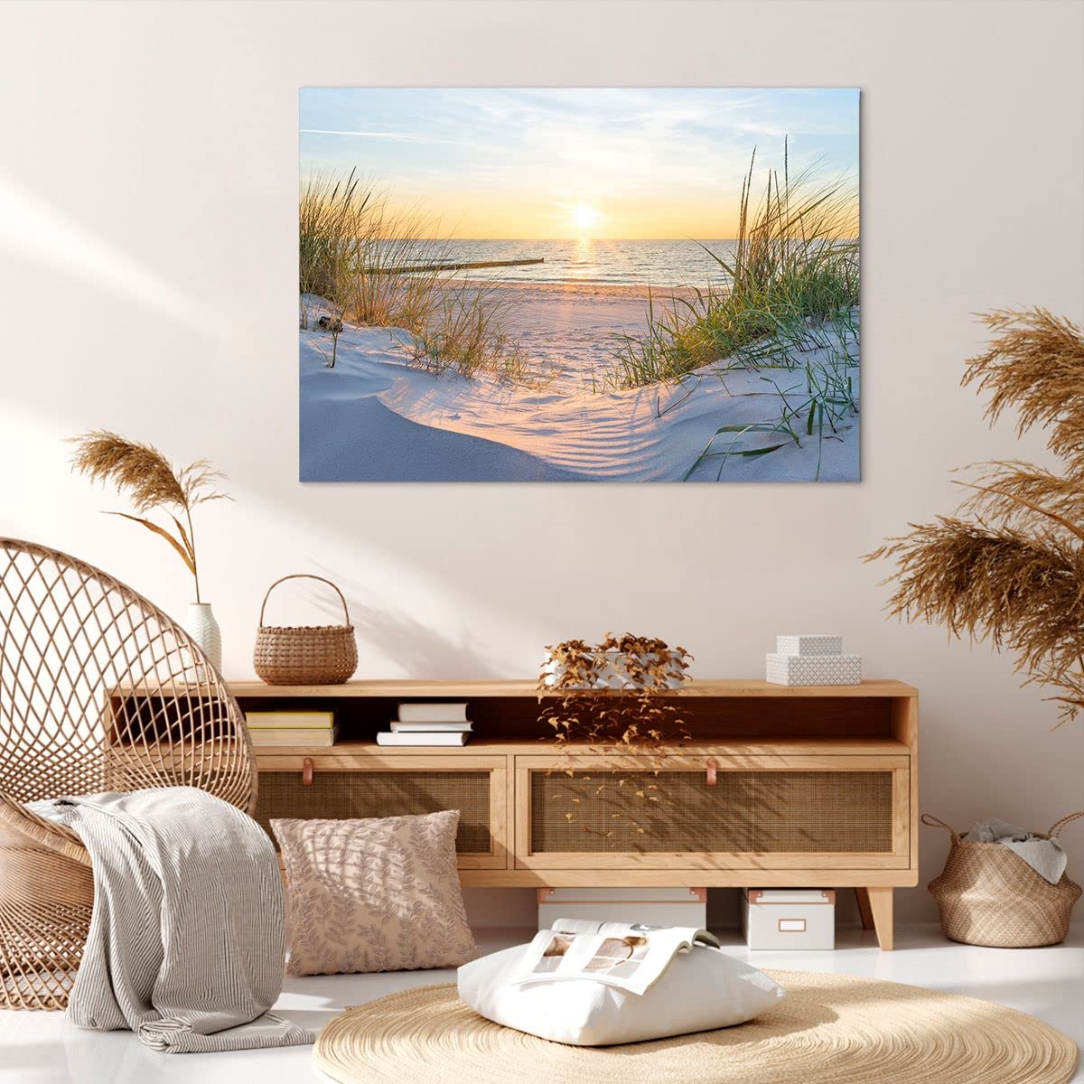 Moderne Impression sur Toile 100x70cm Image Tableau Decoration Murale dune plage mer Grand Tableaux Decoratifs Muraux Chambre Cuisine Horizontal Deco Cadre Décoration Salon Art Wall AA100x70-3989