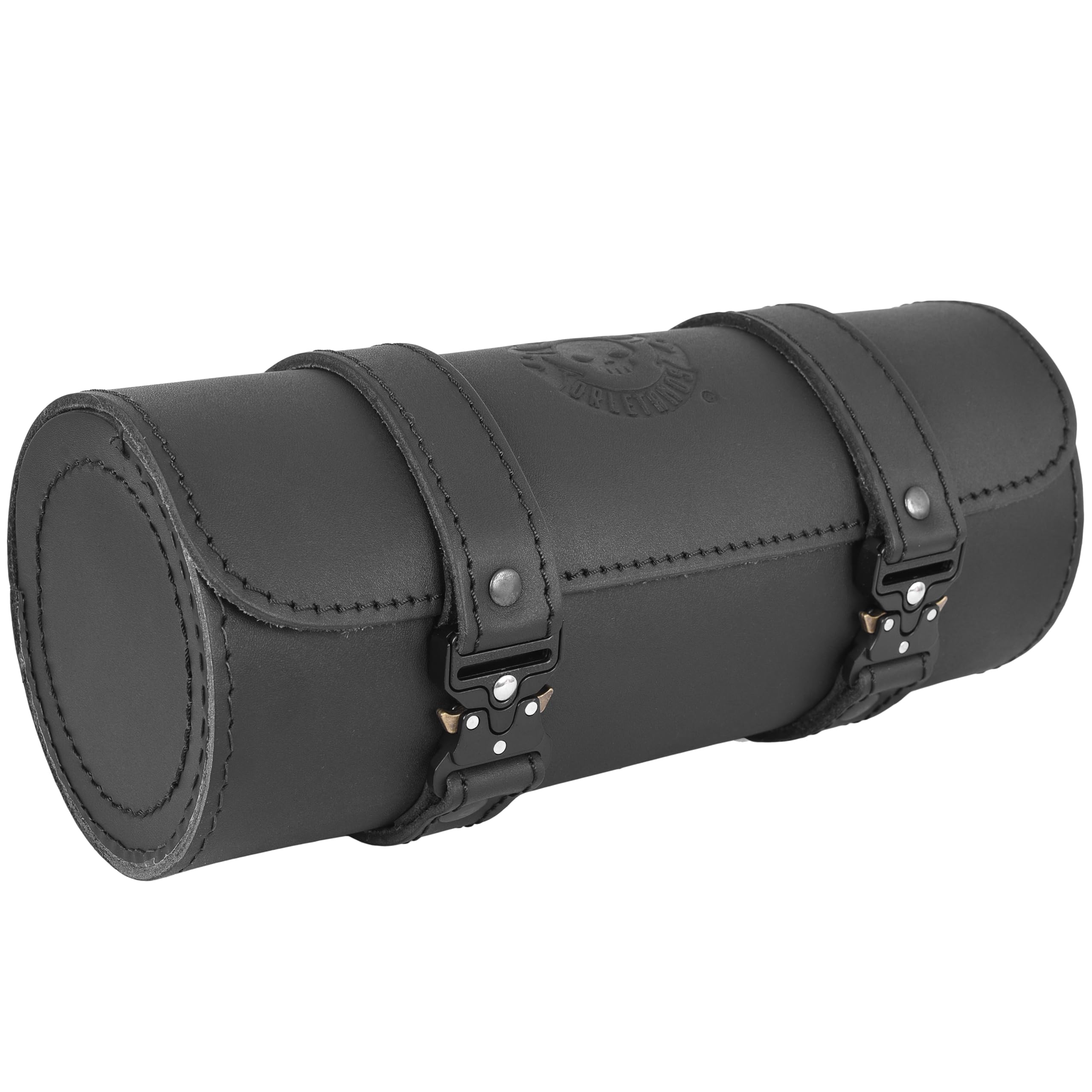Tool Blackline Werkzeugrolle kompatibel mit Harley Davidson Chopper Reisekoffer Lederrolle Werkzeugrolle Hot Rod HD Koffer Sissybar Gepäckrolle Motorradkoffer schwarz