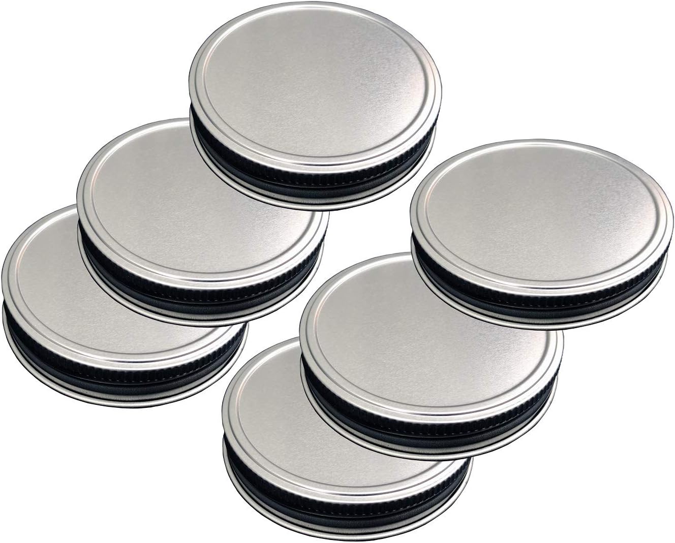 Rust Resistant Stainless Steel Regular Mouth Storage Lids Mason Jar Caps with Reusable Silicone Seals for Transform Mason Ball Canning Jars (6 Pack, Regular Mouth)