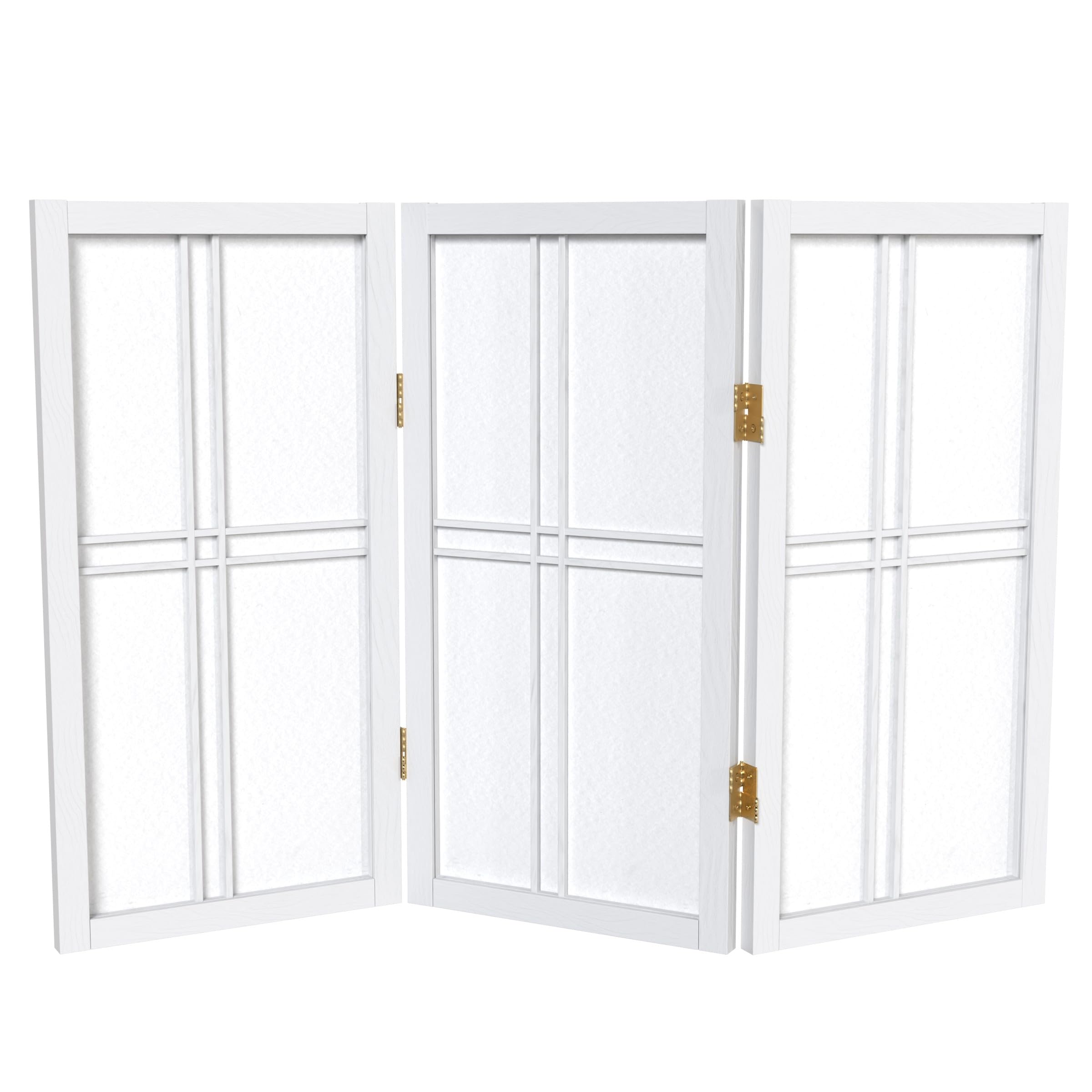 2 ft. Short Desktop Double Cross Shoji Screen - White - 3 Panels