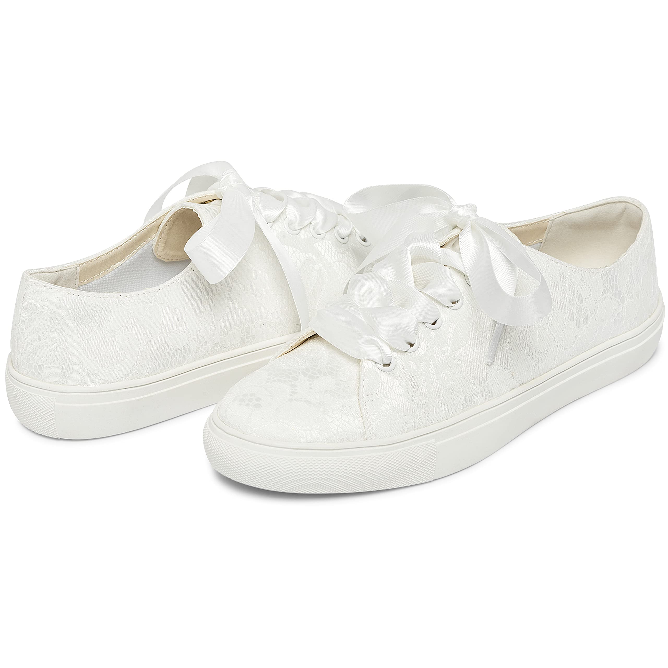 JIAJIA 8831Y Zapatos de Boda Zapatillas de Novia Planas Tenis de Novia Zapatillas de Encaje - Personalización Disponible
