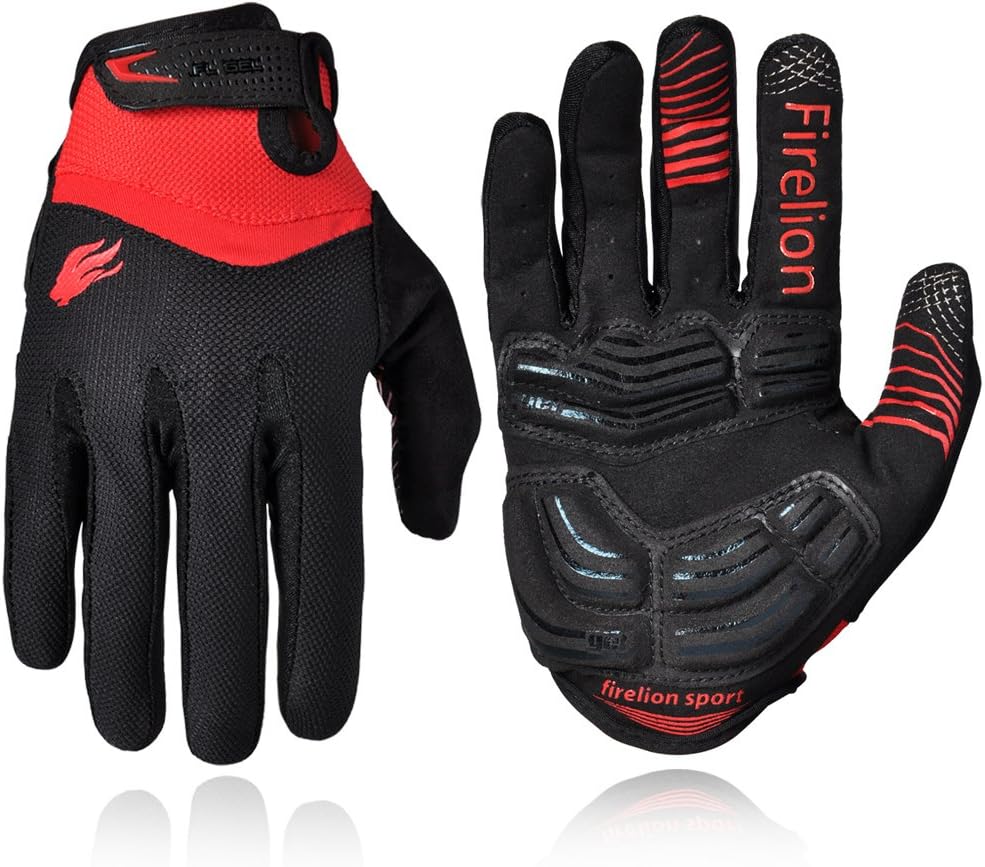 FIRELION Cycling Gloves Bike Bicycle Gloves - Breathable Padded Shock-Absorbing Anti-Slip - MTB DH Road Touch Recognition Full Finger Gloves for Men/Women : Sports & Outdoors