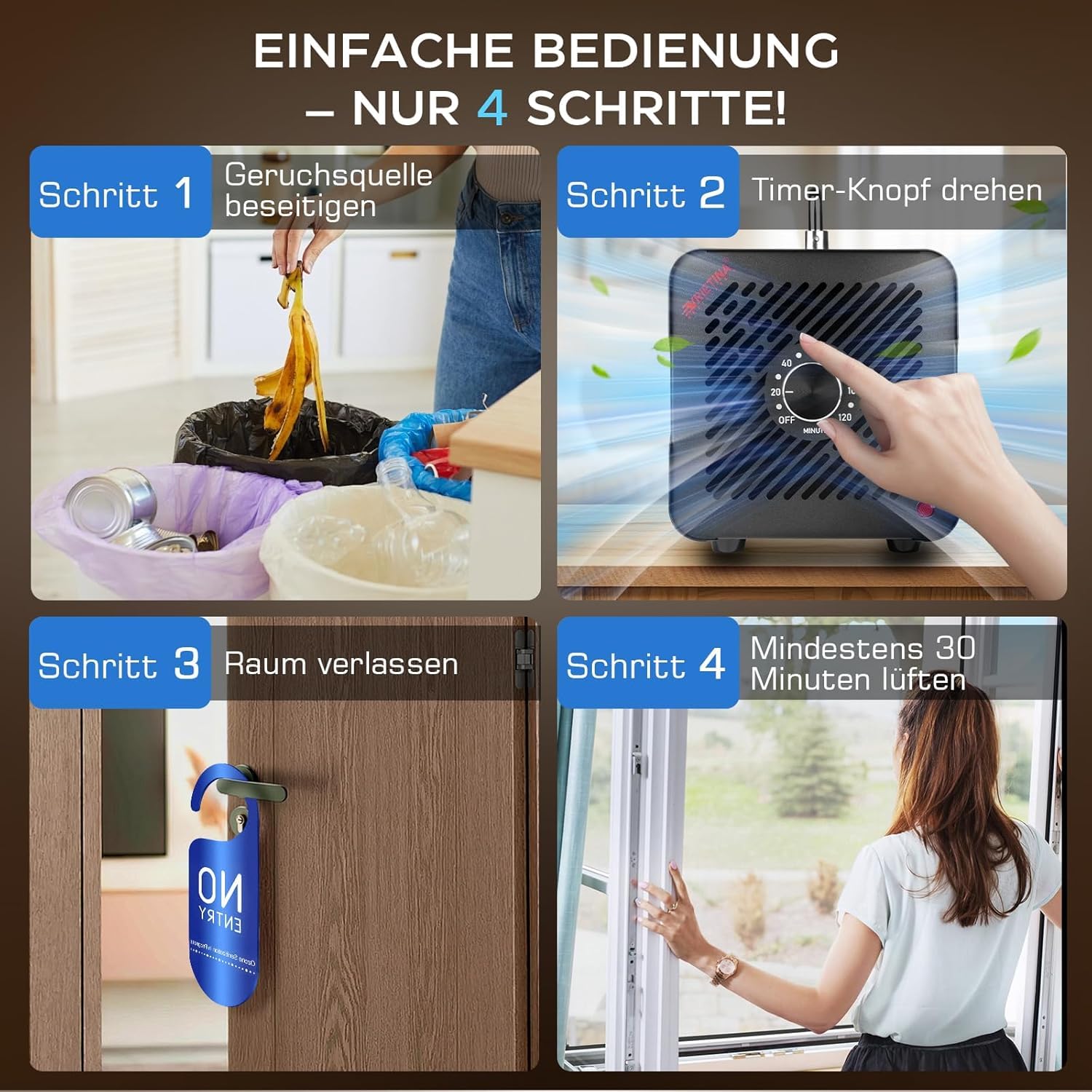 O3 Ozongenerator 100000mg/h, 120Min Timer, f. Auto Wohnung Haustier Küchen | bis 300㎡, 35dB, Industrieller Ozongerät Ozonisator Ozon Luftreiniger Geruchskiller Geruchsneutralisierer