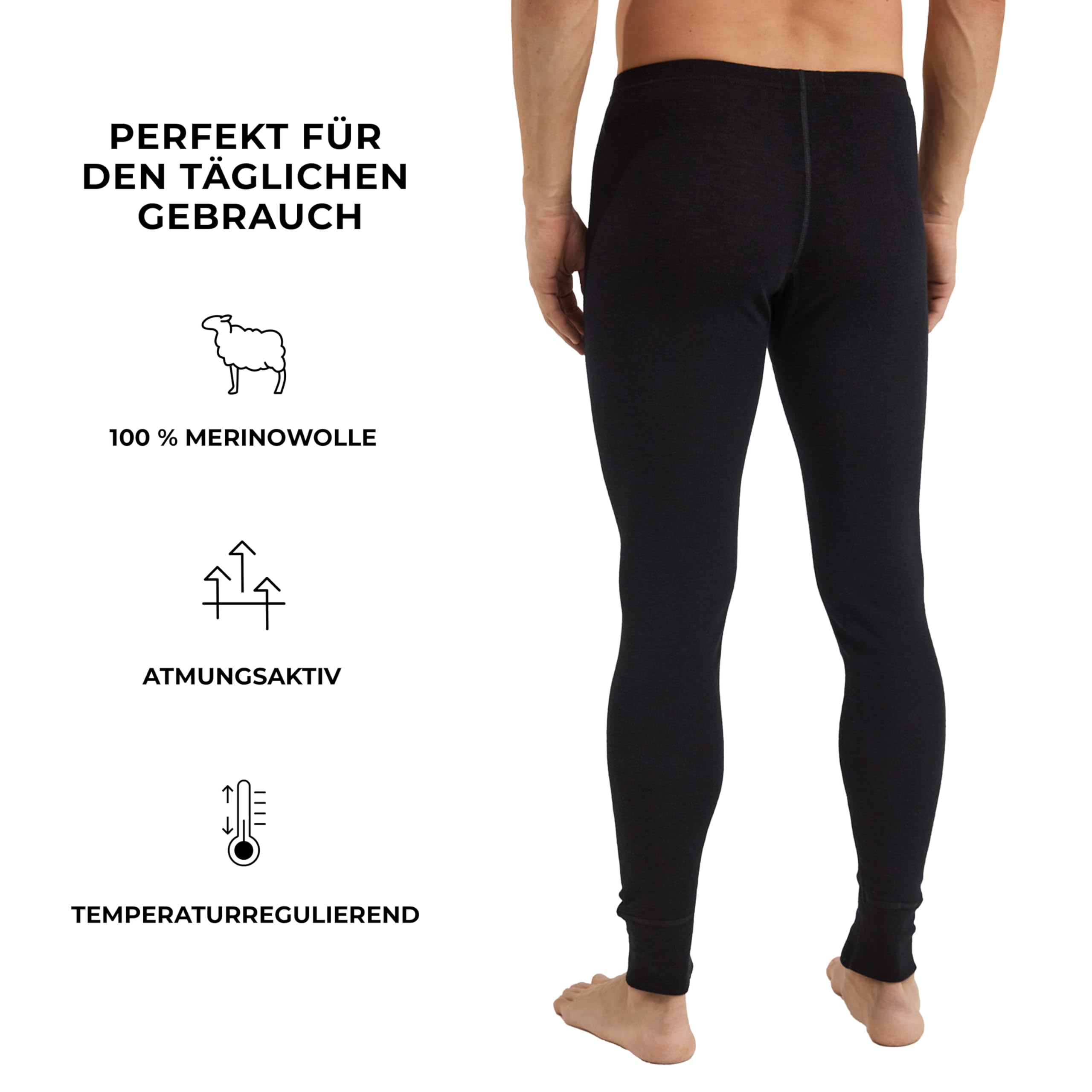 Dilling Long Johns mit Eingriff Herren Unterhosen Merino Thermo Unterwäsche für Wandern Outdoor Ski Baselayer