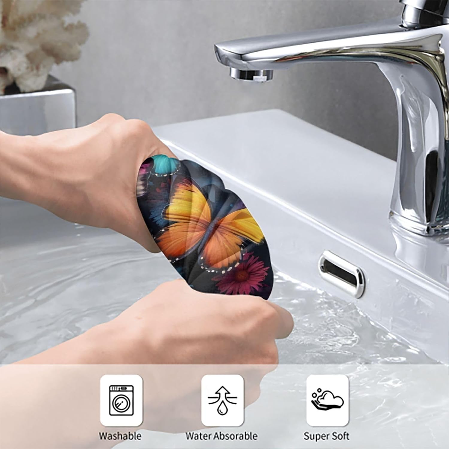 Dancing Butterfly Print Hand Towels for Kitchen, Decorative Bathroom Towels Decor Farmhouse Cute for Men Women Gifts