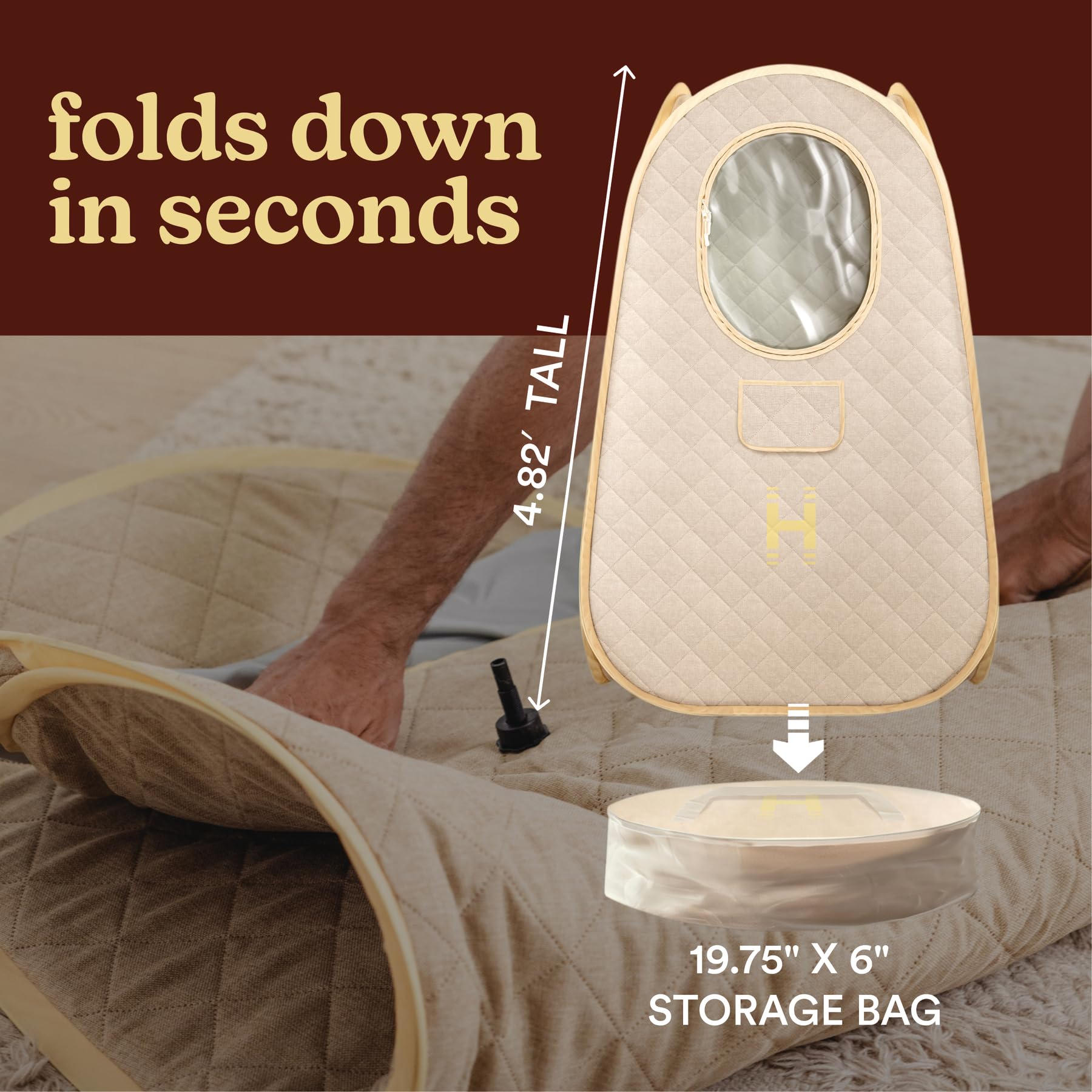 Homedics Sauna portátil – Sauna de Vapor Personal Plegable para aliviar el estrés y relajación Muscular, configuración rápida de 1 Minuto, se calienta a 46.1 °C, sesión de hasta 60 Minutos, diseño