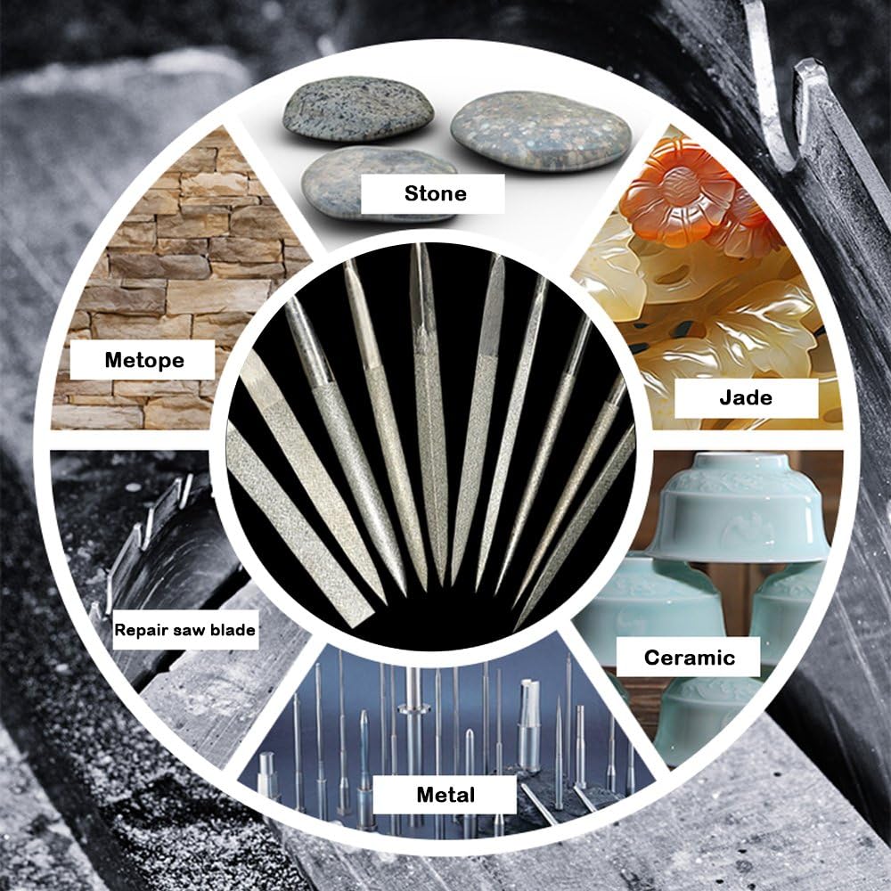 16 pcs Needle File Set, AFUNTA Hardened Alloy Strength Steel Mini Needle File Set for Shaping Diamond Metal Wood Plastic