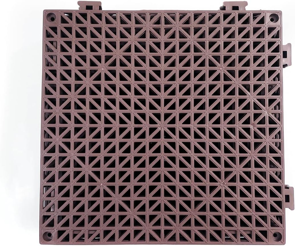 VinTile Modular Interlocking Cushion Floor Tiles Mat Non-Slip with Drainage Holes for Pool Shower Locker-Room Sauna Bath Deck Patio Garage Wet Area Mat (Pack of 6 Tiles - 11-3/4" x 11-3/4", Brown)