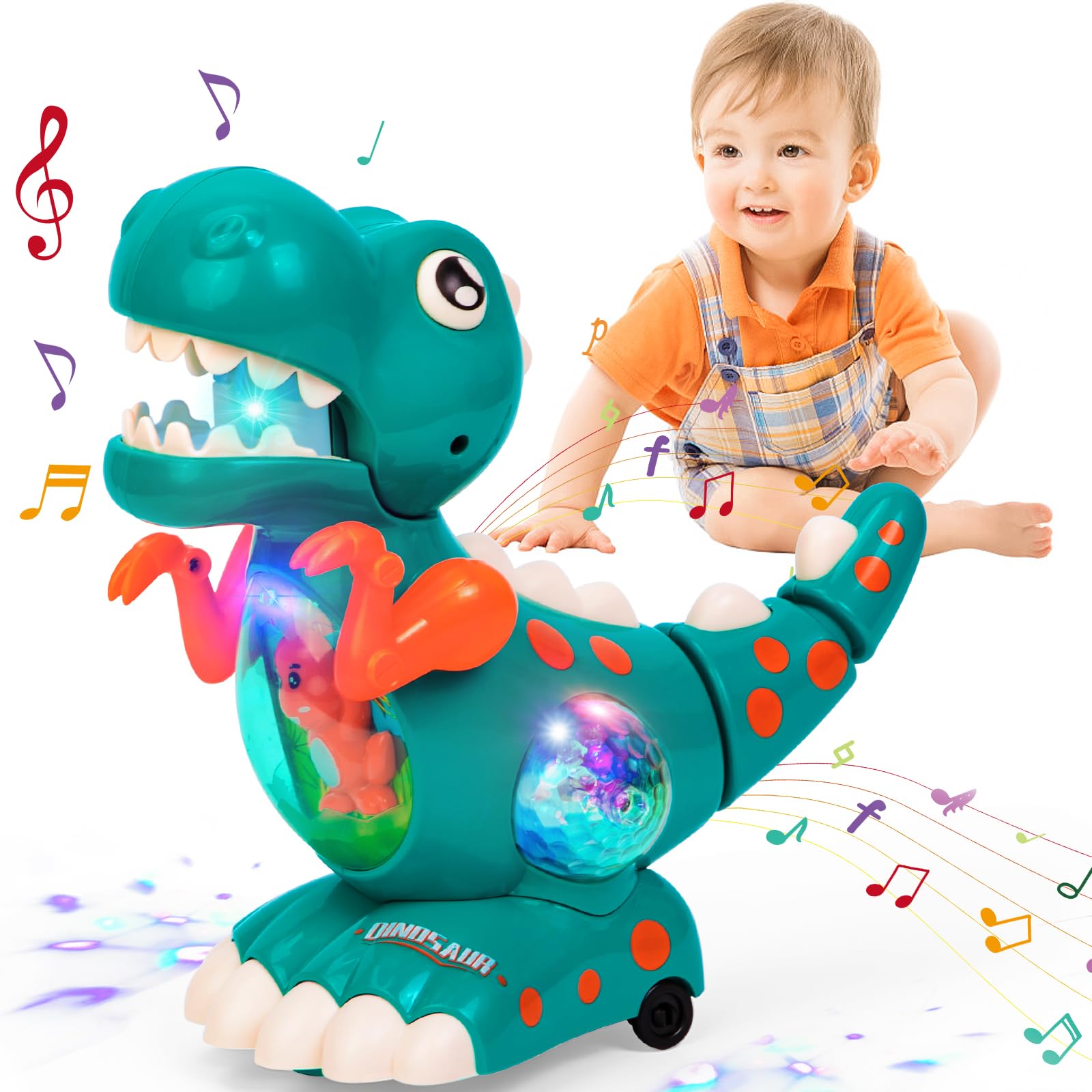 Thedttoy Baby Toys Musical Light Crawling Walking Dinosaur for Boys Girls,Baby Musical Toy Sound Toys Birthday Present Dino Gifts for Kids Toddler(Green)Thedttoy Baby Toys Musical Light Crawling Walking Di…
