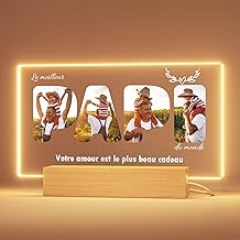 Greatminer Cadeau Personnalisé Photographies Papi - Cadeau Grand Pere, Cadeau Fete des Peres, Cadeau Papi, Base Lumineuse en Option